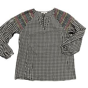 Madewell Gingham Embroidered Top Size XXS